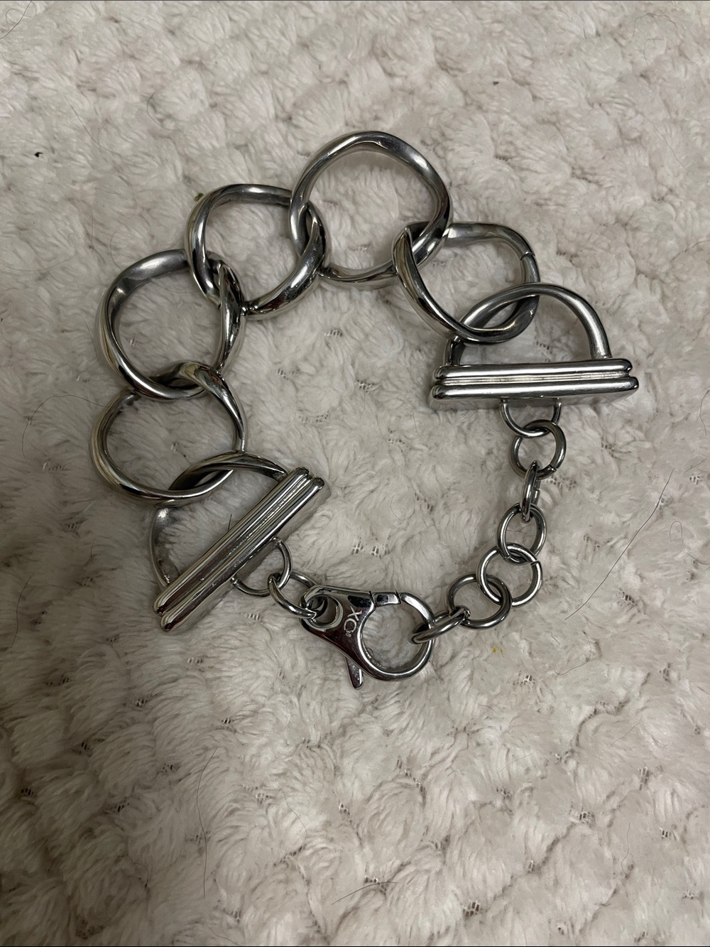 Stainless steel Silver horsebit Link Chain Toggle Bracelet - Women's Accessory